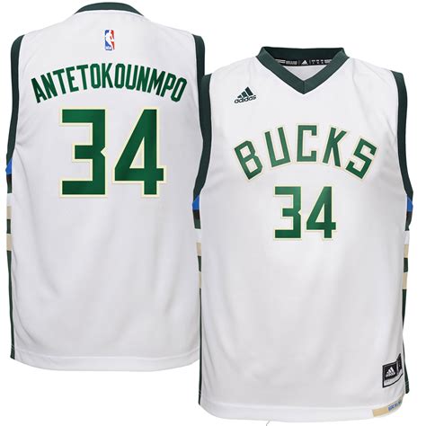 youth milwaukee bucks giannis antetokounmpo adidas white home replica jersey|giannis antetokounmpo jersey youth large.